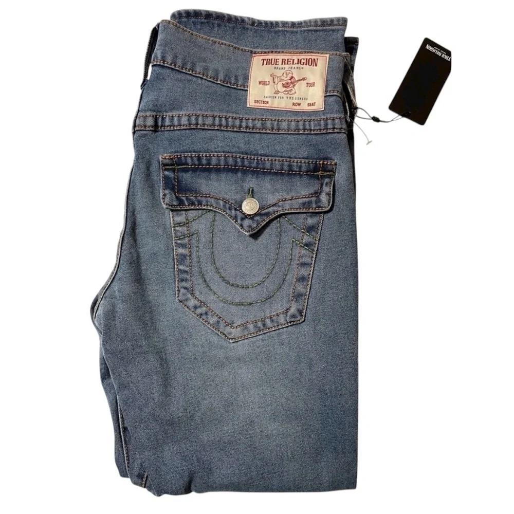 True Religion Ricky Big T Flap Jeans Medium Dusty Wash New